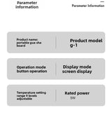Product parameters, 9 adjustable levels, screen display